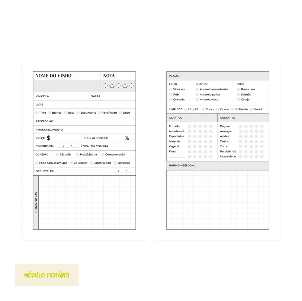 Módulo Fichário . Criativo, Meus Vinhos (CV01) - Sônia Rondon