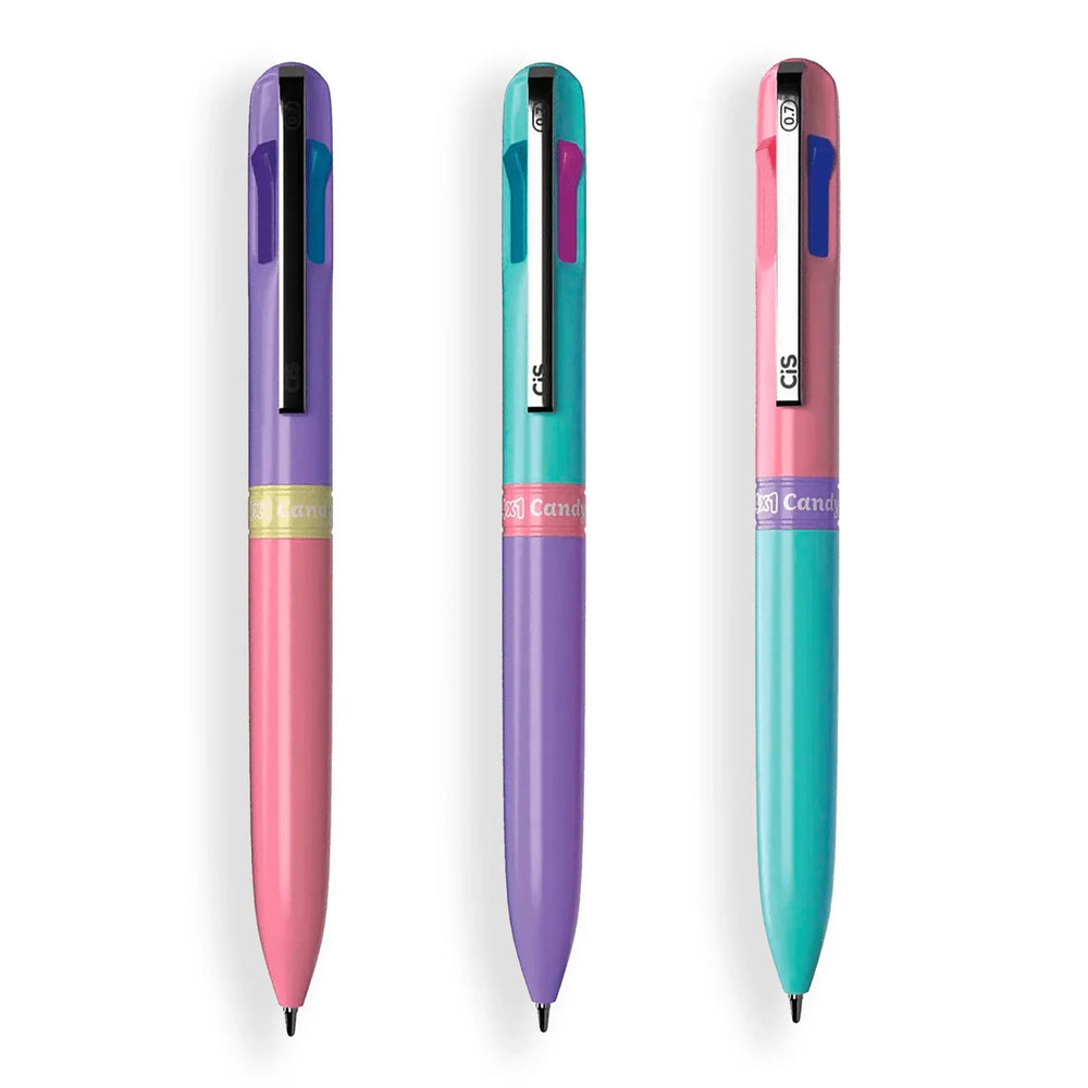 Caneta Esferográfica Candy Retrátil 0.7mm 4 Cores | CIS - Sônia Rondon