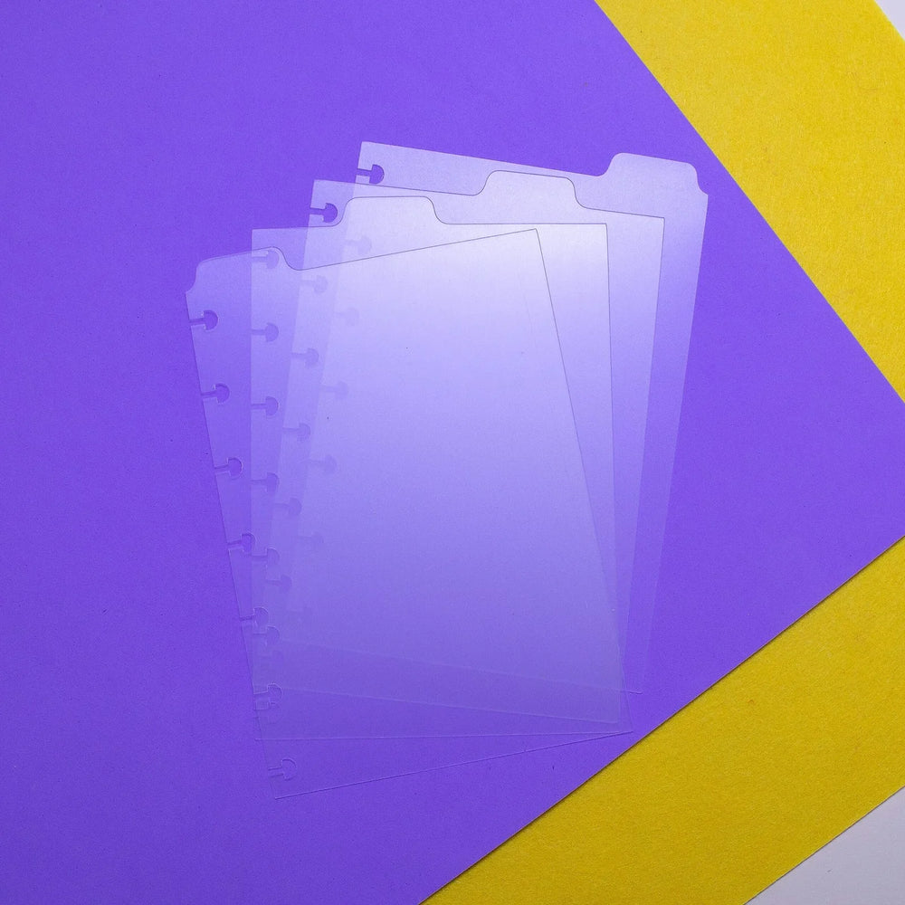 Kit de Divisória Transparente para Caderno de Disco . Aba Superior e Lateral - Sônia Rondon