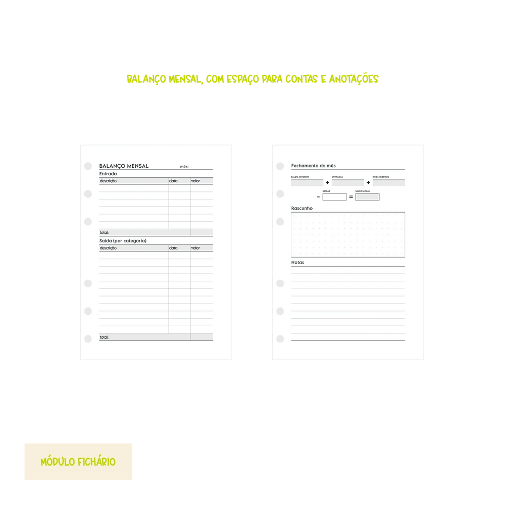 Módulo Fichário . Financeiro Controle Mensal (F03) - Sônia Rondon