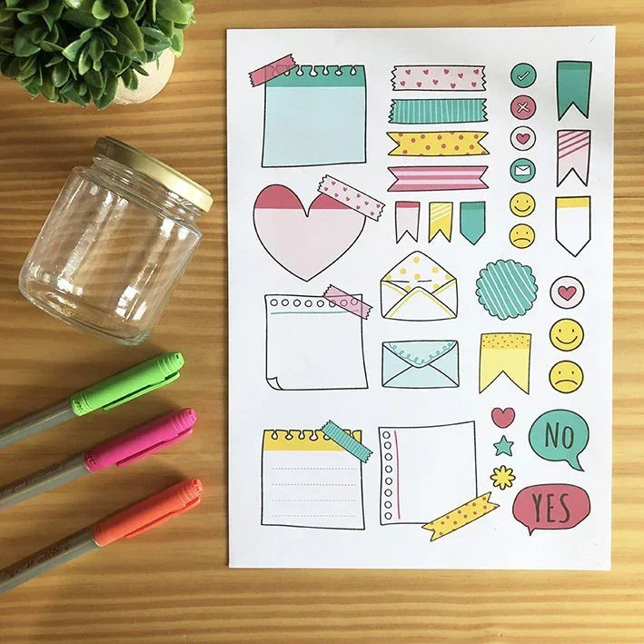 [FREEBIE] Adesivos para Bujo, Planner ou Potinho de Memórias - Sônia Rondon