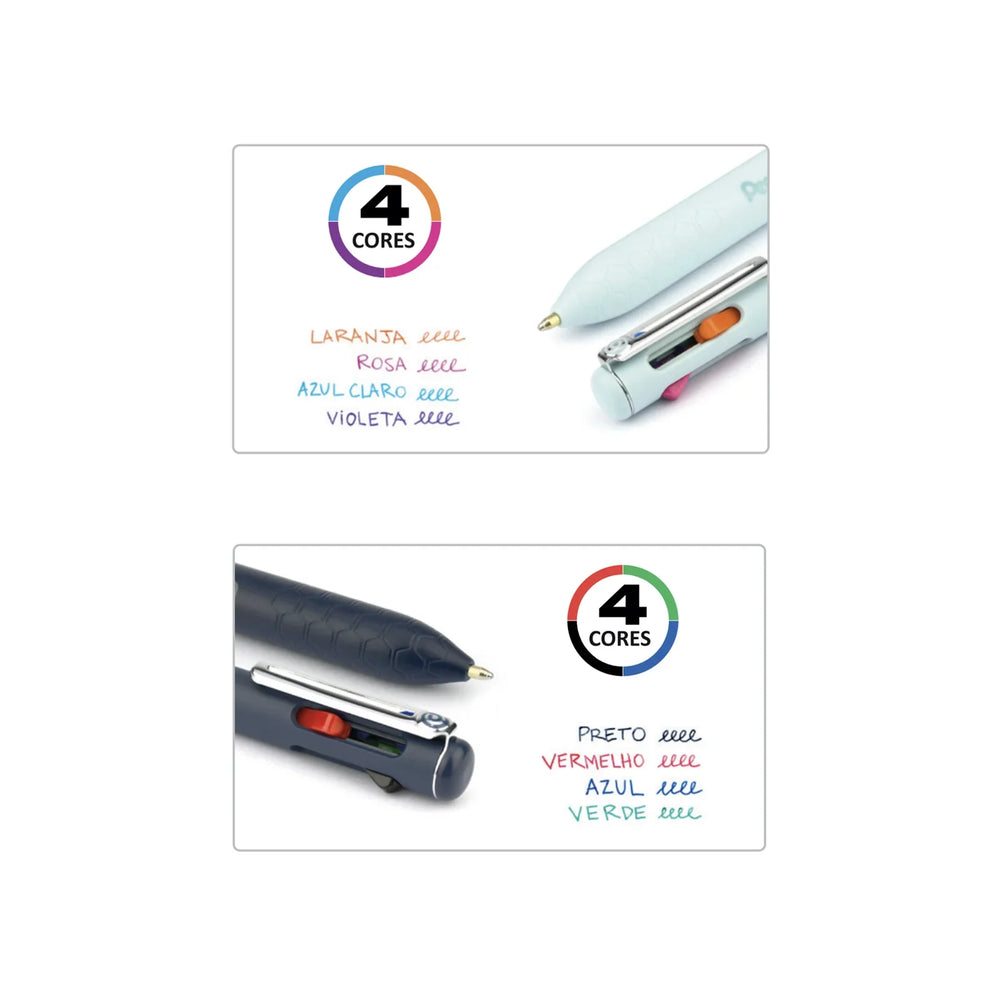 Caneta Esferográfica Izee Retrátil 0.7mm 4 Cores (BXC467) | Pentel - Sônia Rondon